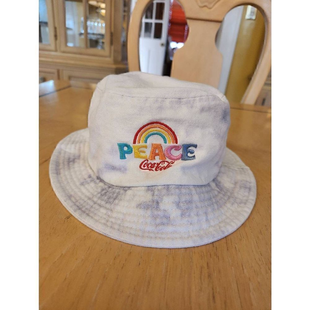 Coca Cola Peace rainbow tie dye bucket hat